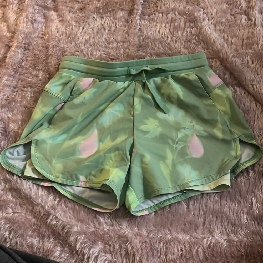 Green and pink floral athletic shorts no tags, but in great condition almost new